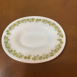 Vintage Pyrex Gravy Boat Underplate Spring Daisy Corelle 77-U  Light Green READ